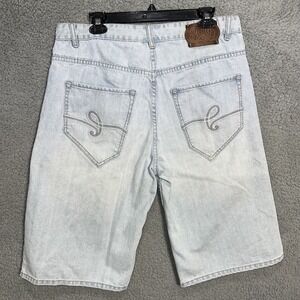 VTG Ecko Unltd Shorts Men Sz 34x13 Blue‎ Distressed Denim Jeans Baggy Skater Y2K